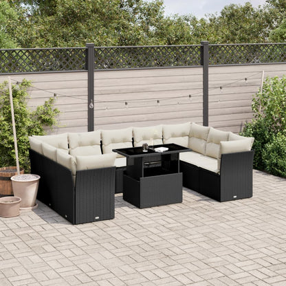 Set De Sofás De Jardín Y Cojines 10 Pzas Ratán Sintético Negro