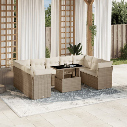 Set De Sofás De Jardín Y Cojines 10 Pzas Ratán Sintético Negro