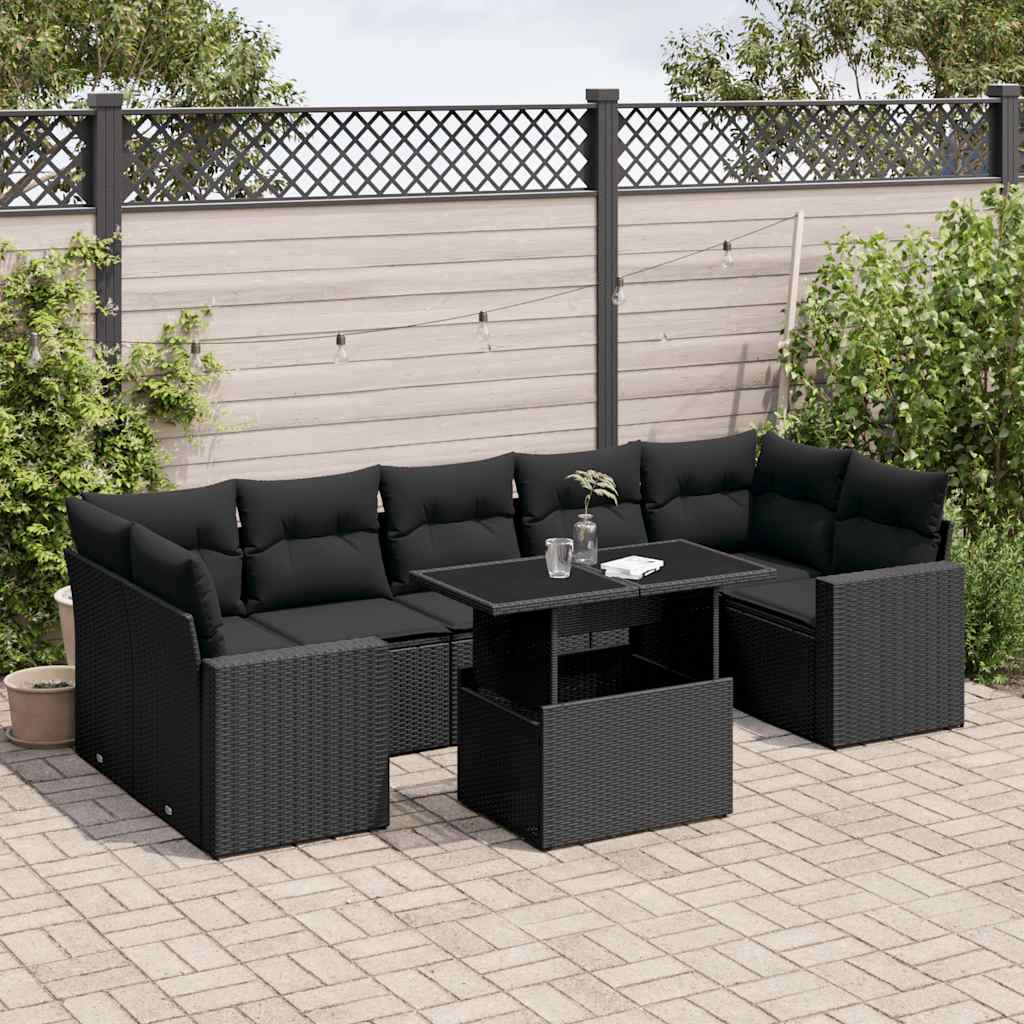 Set De Sofás De Jardín Y Cojines 8 Piezas Ratán Sintético