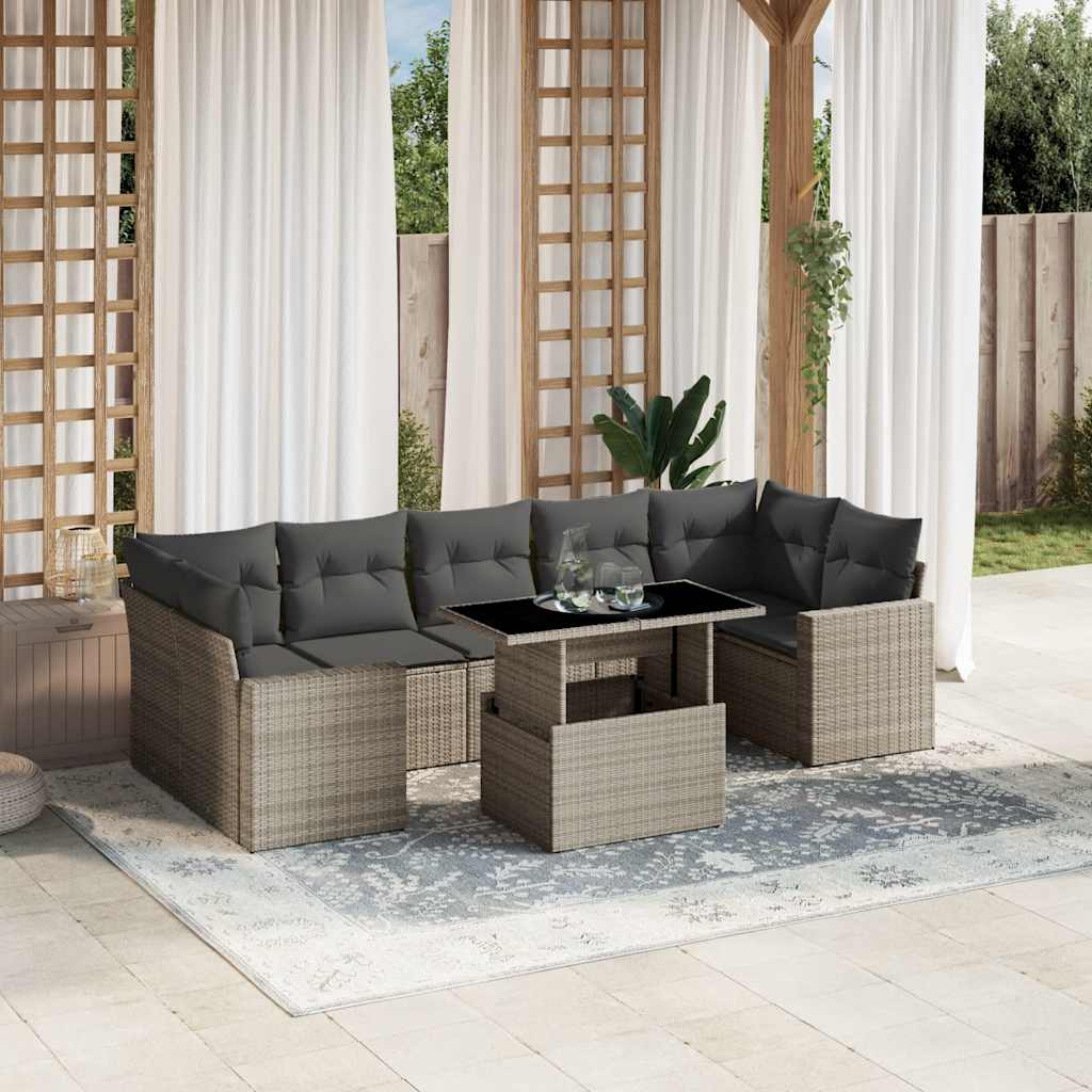 Set De Sofás De Jardín Y Cojines 8 Piezas Ratán Sintético