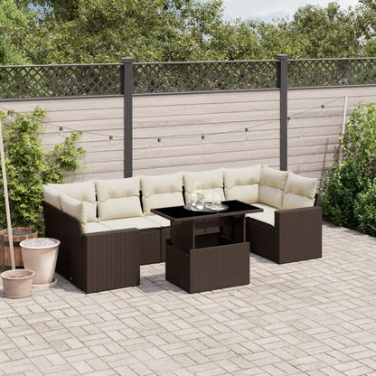 Set De Sofás De Jardín Y Cojines 8 Piezas Ratán Sintético