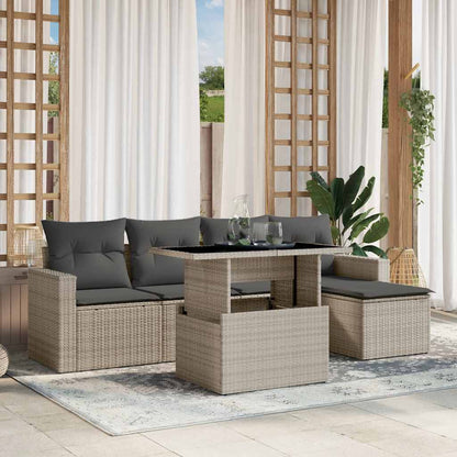Set De Sofás De Jardín 6 Piezas Y Cojines Ratán Sintético Negro