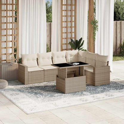 Set De Sofás De Jardín 7 Pzas Con Cojines Ratán Sintético