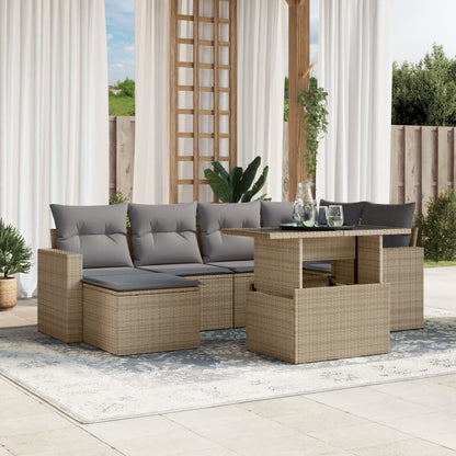Set De Sofás De Jardín 7 Pzas Con Cojines Ratán Sintético