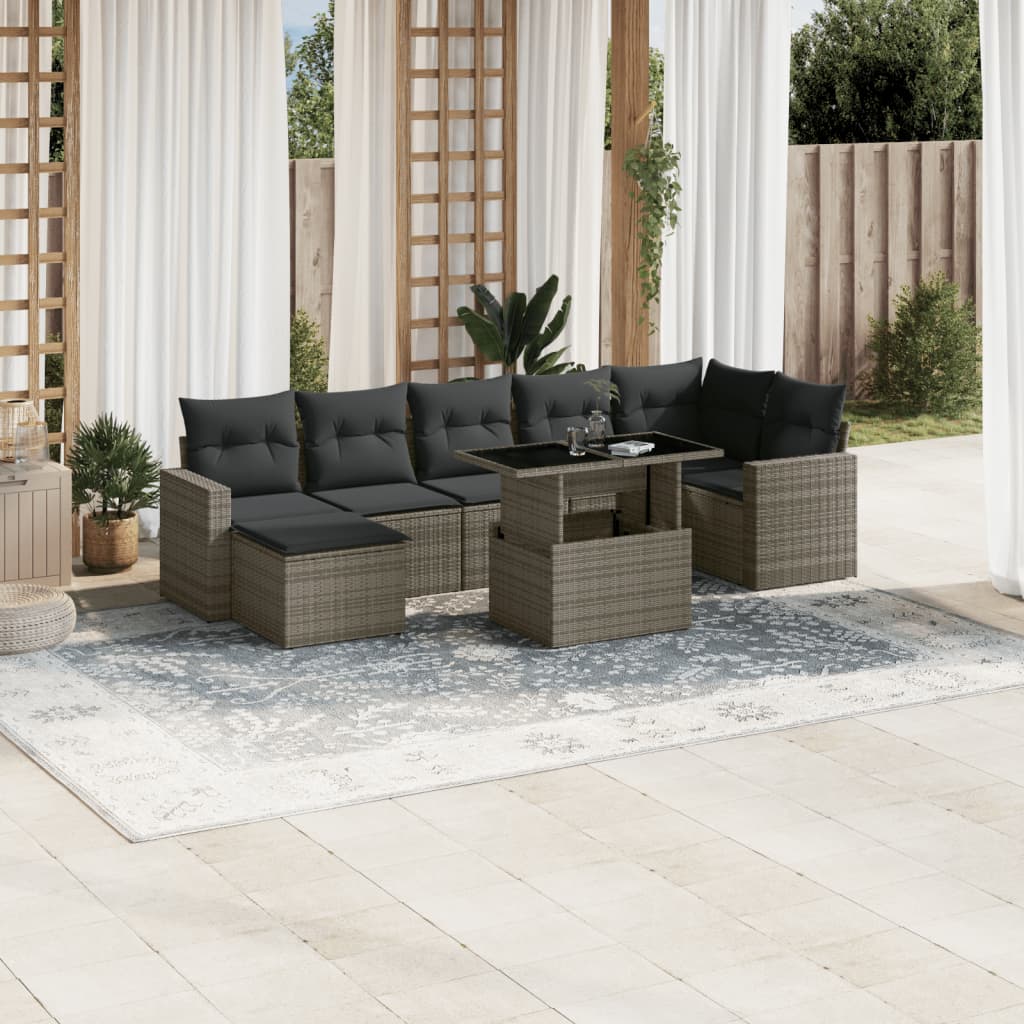 Set De Sofás De Jardín Y Cojines 8 Piezas Ratán Sintético Beige