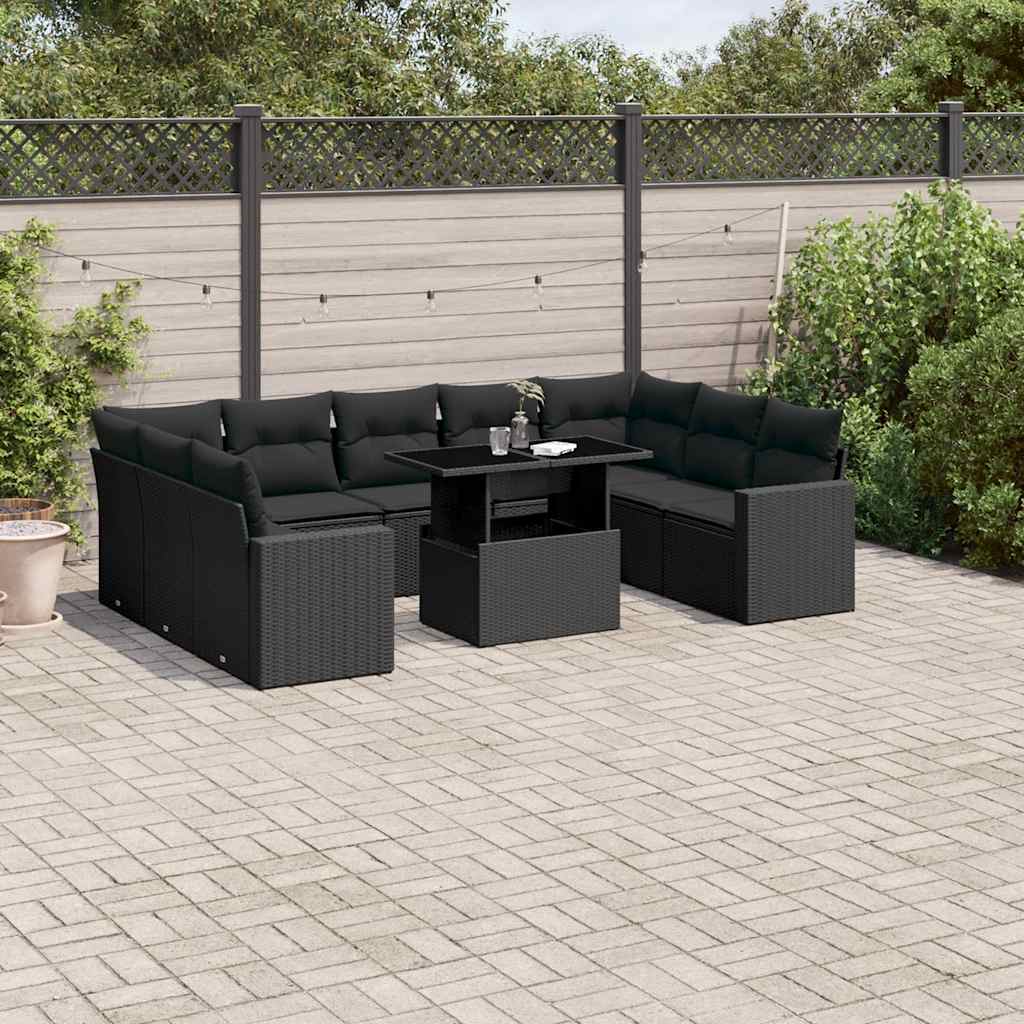 Set De Sofás De Jardín 10 Pzas Y Cojines Ratán Sintético Marrón