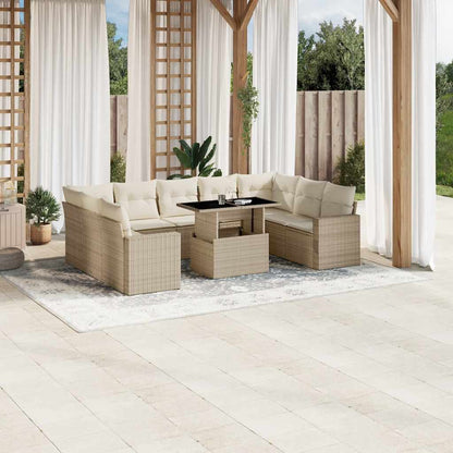 Set De Sofás De Jardín 10 Pzas Y Cojines Ratán Sintético Marrón