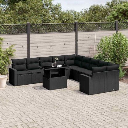 Set De Sofás De Jardín 11 Pzas Y Cojines Ratán Sintético Gris