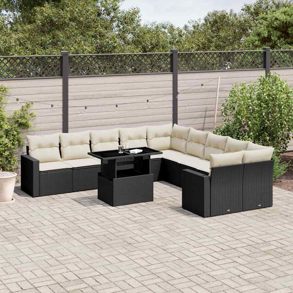 Set De Sofás De Jardín 11 Pzas Y Cojines Ratán Sintético Gris