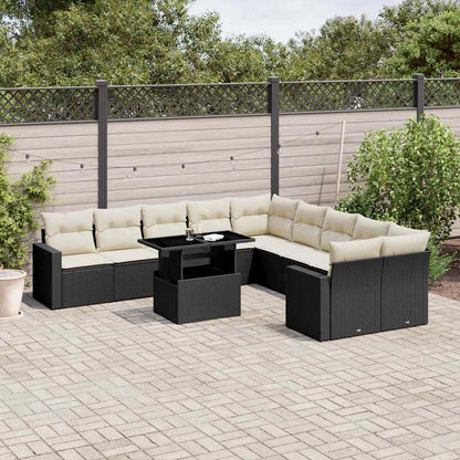 Set De Sofás De Jardín 11 Pzas Y Cojines Ratán Sintético Gris