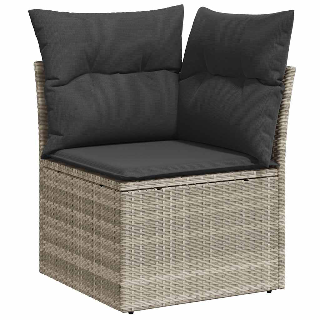 Set De Sofás De Jardín 11 Pzas Y Cojines Ratán Sintético Gris