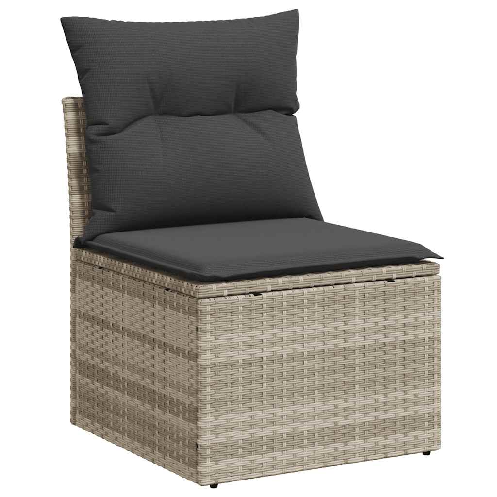 Set De Sofás De Jardín 11 Pzas Y Cojines Ratán Sintético Gris