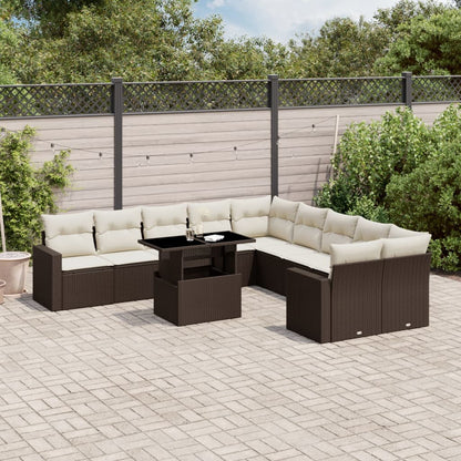 Set De Sofás De Jardín 11 Pzas Y Cojines Ratán Sintético Gris
