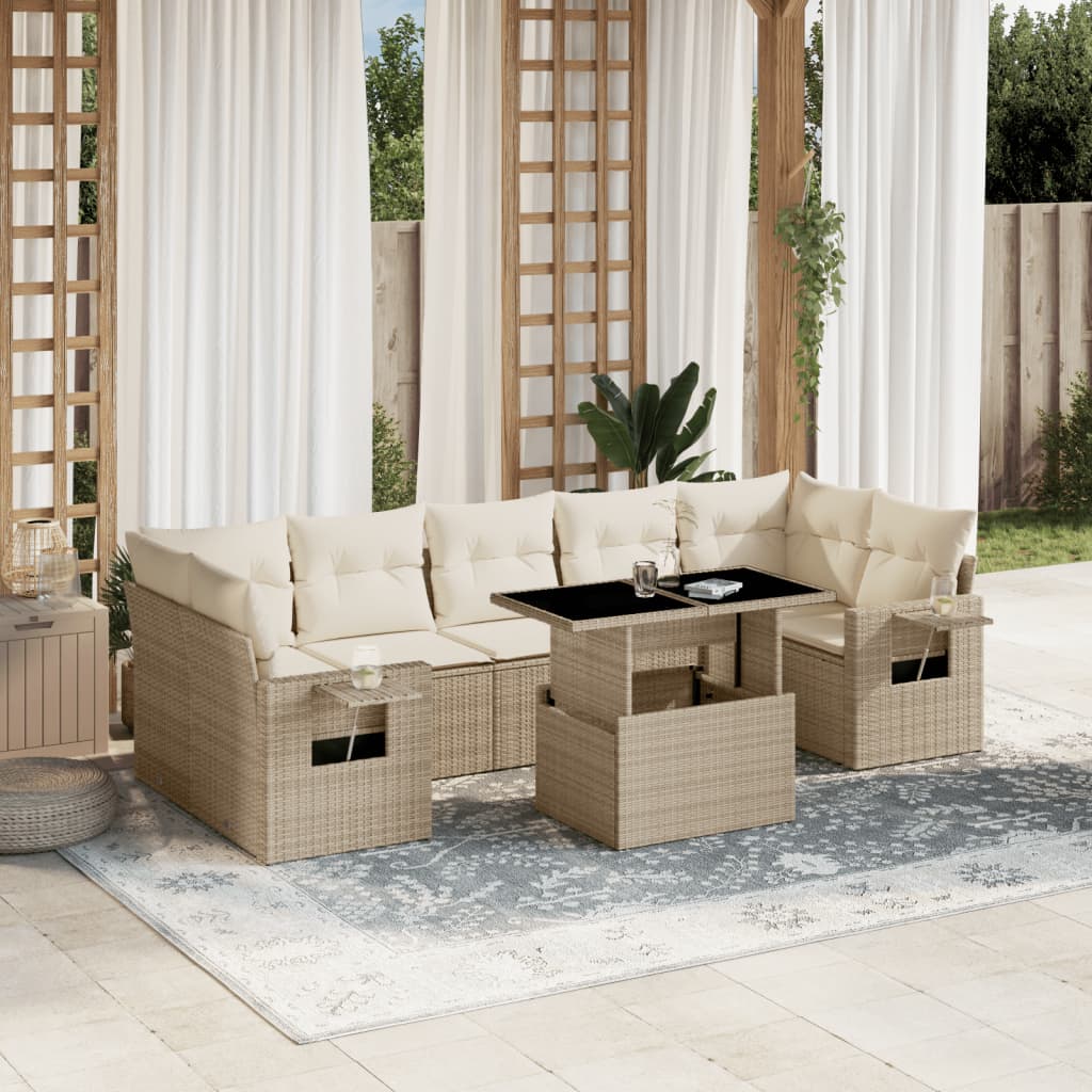 Set De Sofás De Jardín Y Cojines 8 Piezas Ratán Sintético Negro