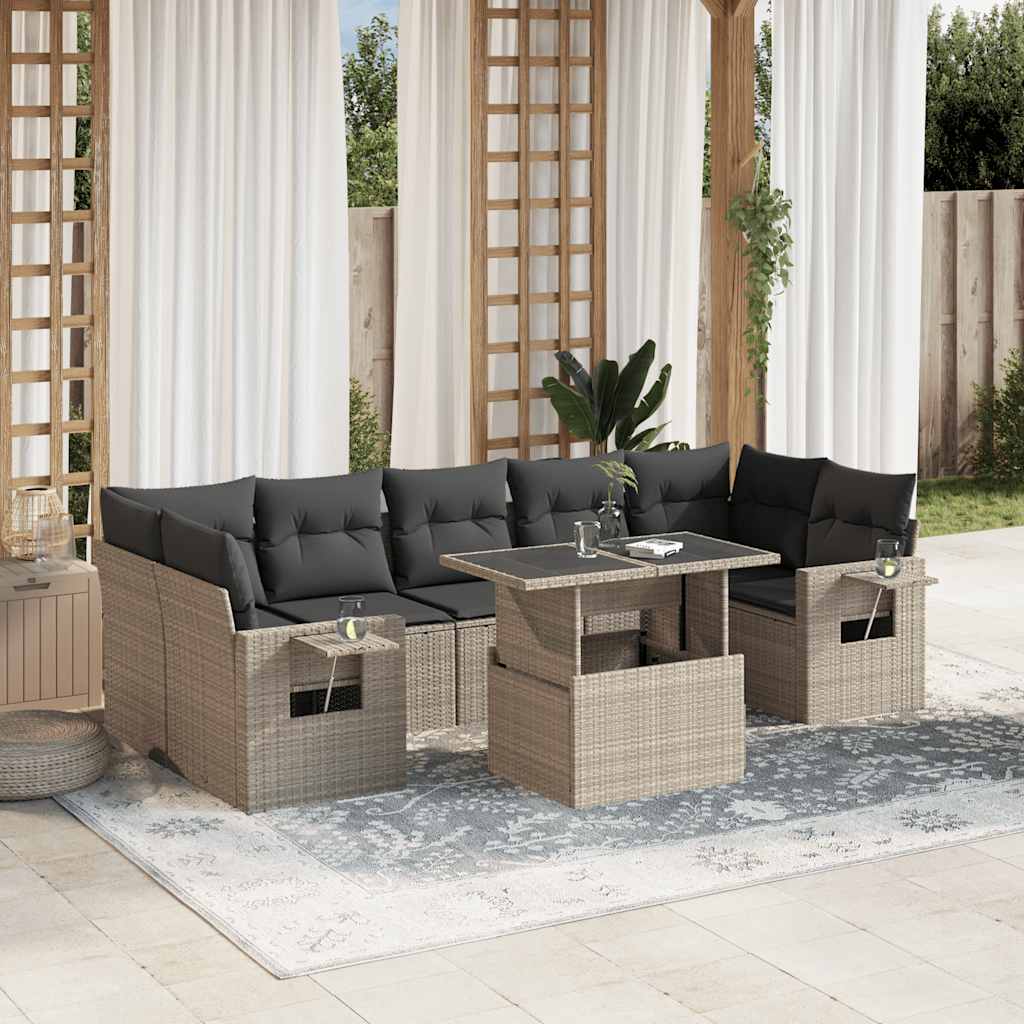 Set De Sofás De Jardín Y Cojines 8 Piezas Ratán Sintético Negro