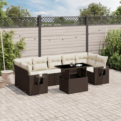 Set De Sofás De Jardín Y Cojines 8 Piezas Ratán Sintético Negro