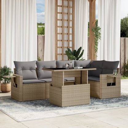 Set De Sofás De Jardín 6 Piezas Y Cojines Ratán Sintético Negro