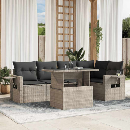 Set De Sofás De Jardín 6 Piezas Y Cojines Ratán Sintético Negro
