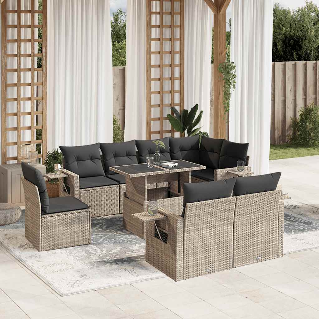 Set De Sofás De Jardín Con Cojines 9 Pzas Ratán Sintético