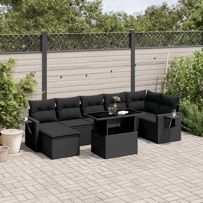 Set Sofás De Jardín 8 Piezas Y Cojines Ratán Sintético Marrón