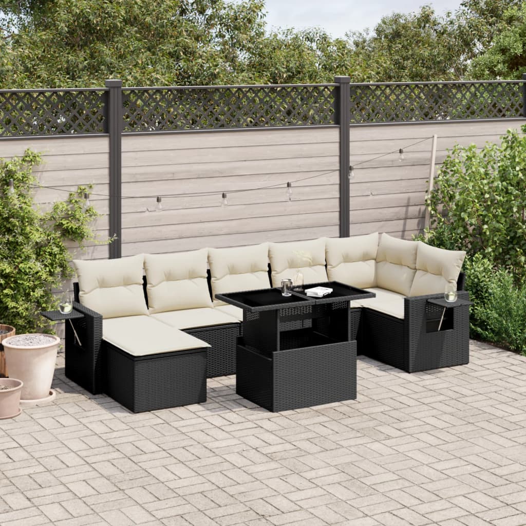 Set Sofás De Jardín 8 Piezas Y Cojines Ratán Sintético Marrón