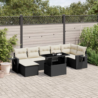 Set Sofás De Jardín 8 Piezas Y Cojines Ratán Sintético Marrón