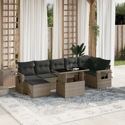Set Sofás De Jardín 8 Piezas Y Cojines Ratán Sintético Marrón