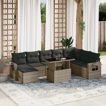 Set De Sofás De Jardín Con Cojines 9 Pzas Ratán Sintético