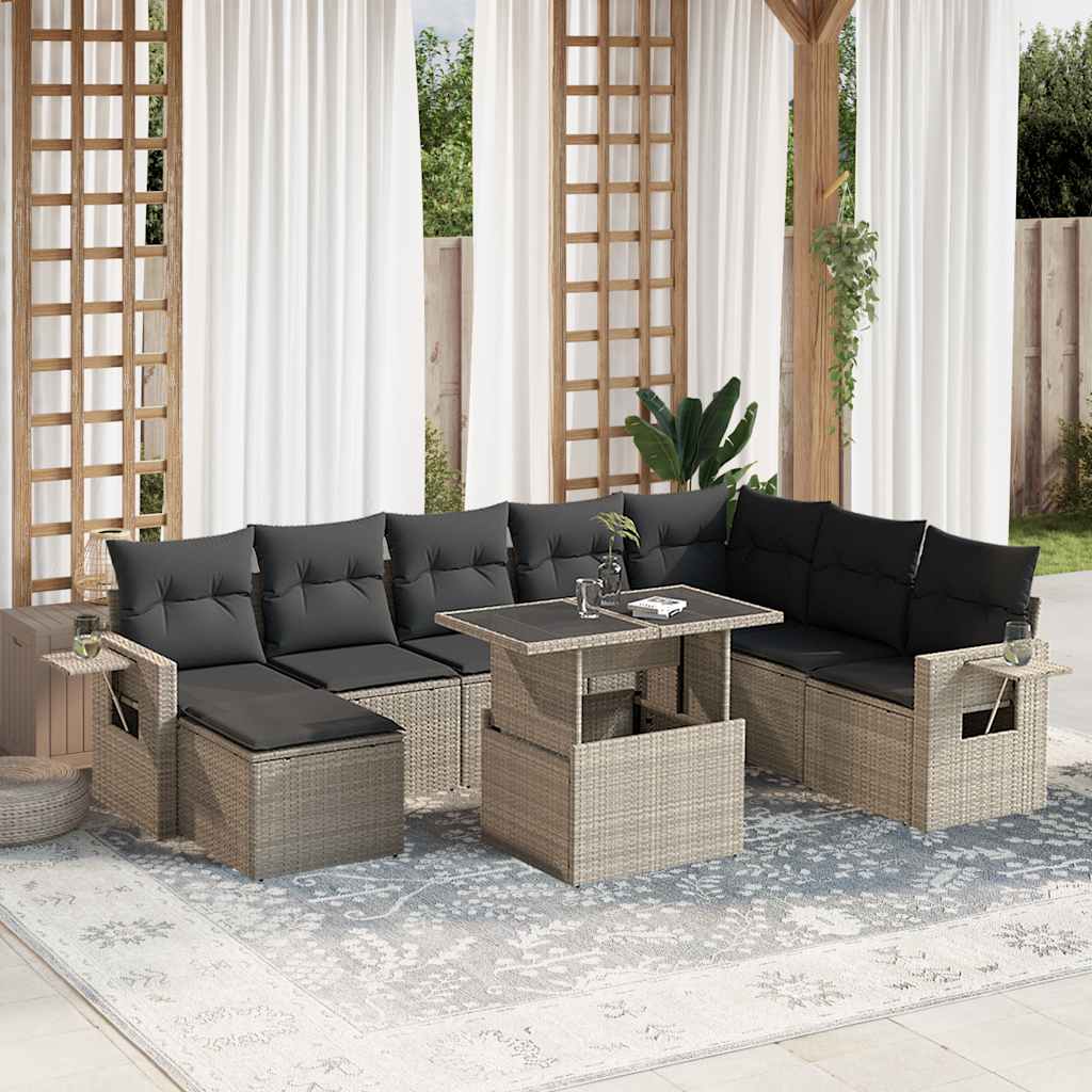 Set De Sofás De Jardín Con Cojines 9 Pzas Ratán Sintético