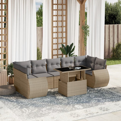 Set Sofás De Jardín 8 Piezas Y Cojines Ratán Sintético Marrón