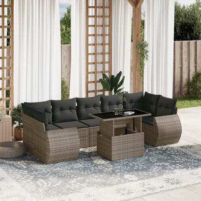 Set Sofás De Jardín 8 Piezas Y Cojines Ratán Sintético Marrón