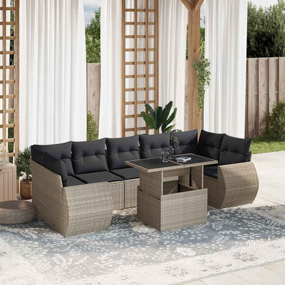 Set Sofás De Jardín 8 Piezas Y Cojines Ratán Sintético Marrón