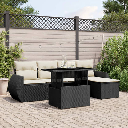 Set Sofás De Jardín 6 Piezas Y Cojines Ratán Sintético Marrón