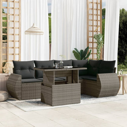 Set De Sofás De Jardín 6 Piezas Y Cojines Ratán Sintético