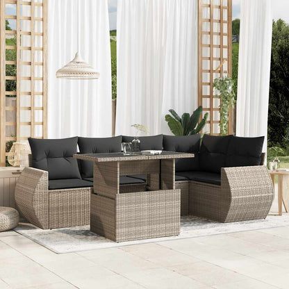 Set De Sofás De Jardín 6 Piezas Y Cojines Ratán Sintético