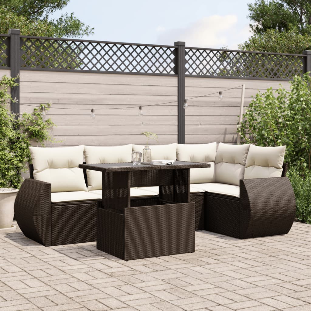Set De Sofás De Jardín 6 Piezas Y Cojines Ratán Sintético
