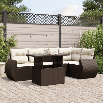 Set De Sofás De Jardín 6 Piezas Y Cojines Ratán Sintético