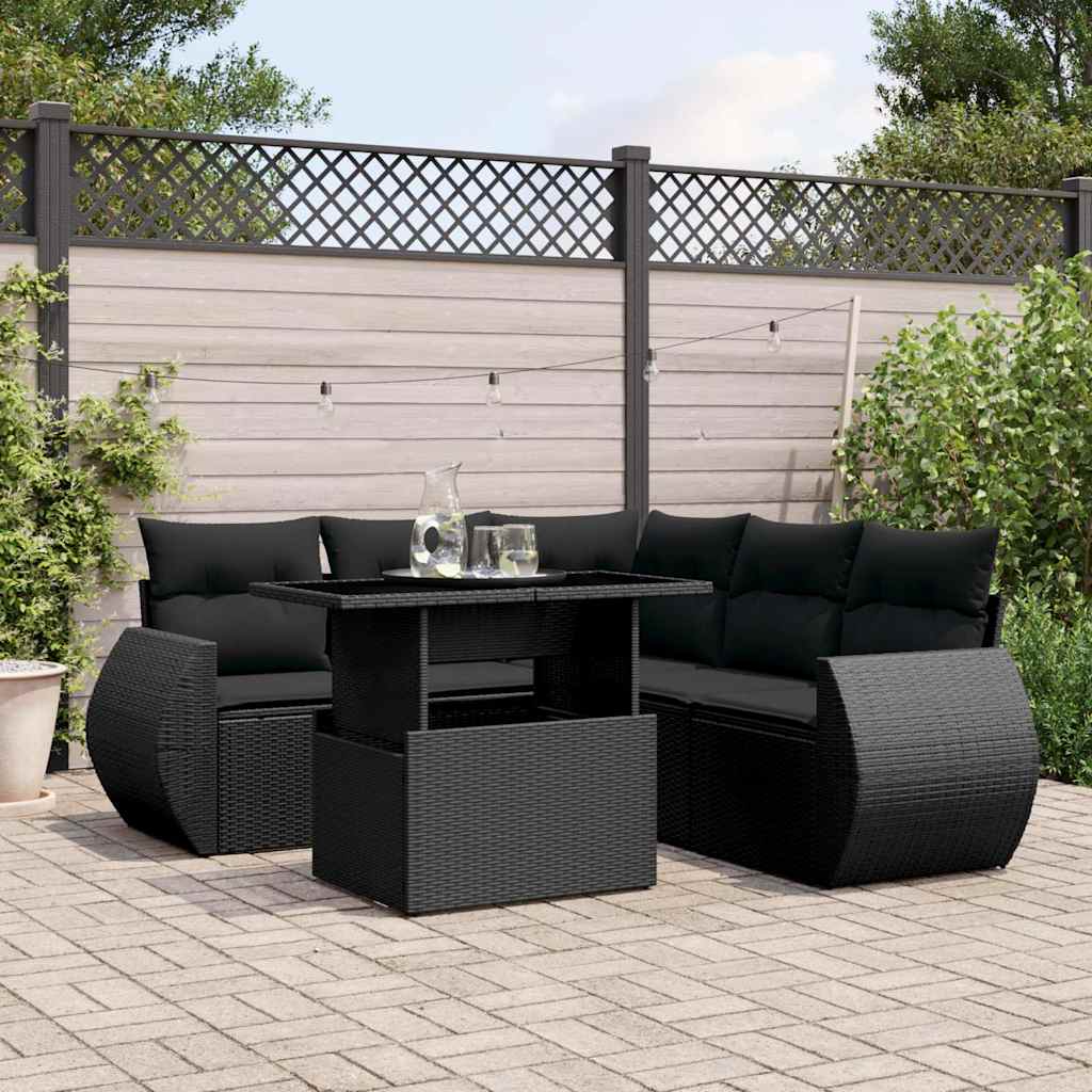 Set Sofás De Jardín 6 Piezas Y Cojines Ratán Sintético Marrón
