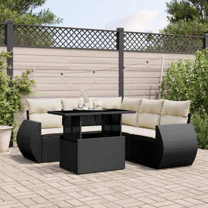 Set Sofás De Jardín 6 Piezas Y Cojines Ratán Sintético Marrón