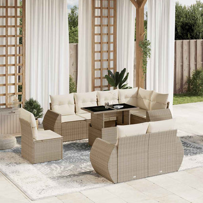 Set De Sofás De Jardín 9 Pzas Y Cojines Ratán Sintético Marrón