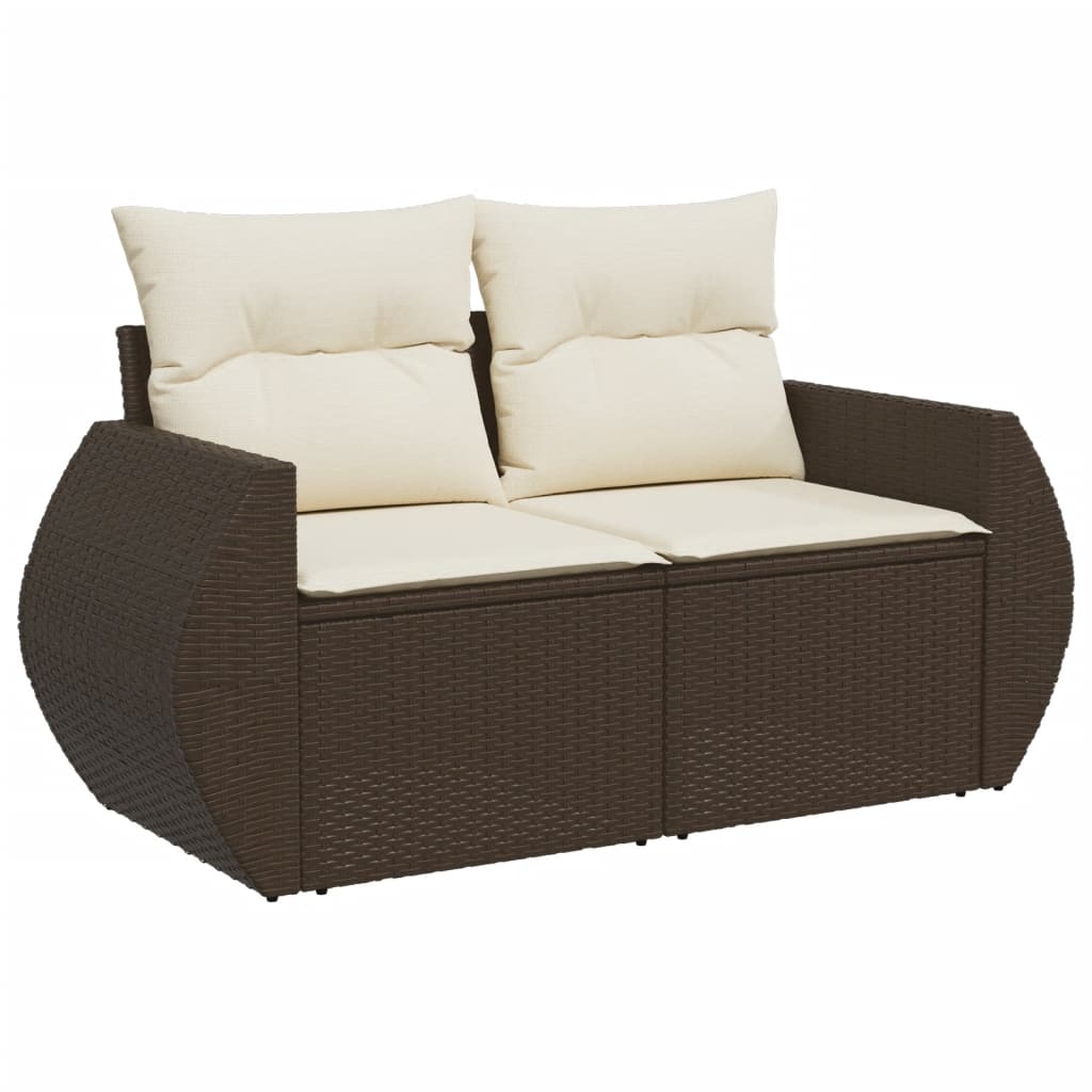 Set De Sofás De Jardín 9 Pzas Y Cojines Ratán Sintético Marrón