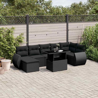 Set Sofás De Jardín 8 Piezas Y Cojines Ratán Sintético Marrón