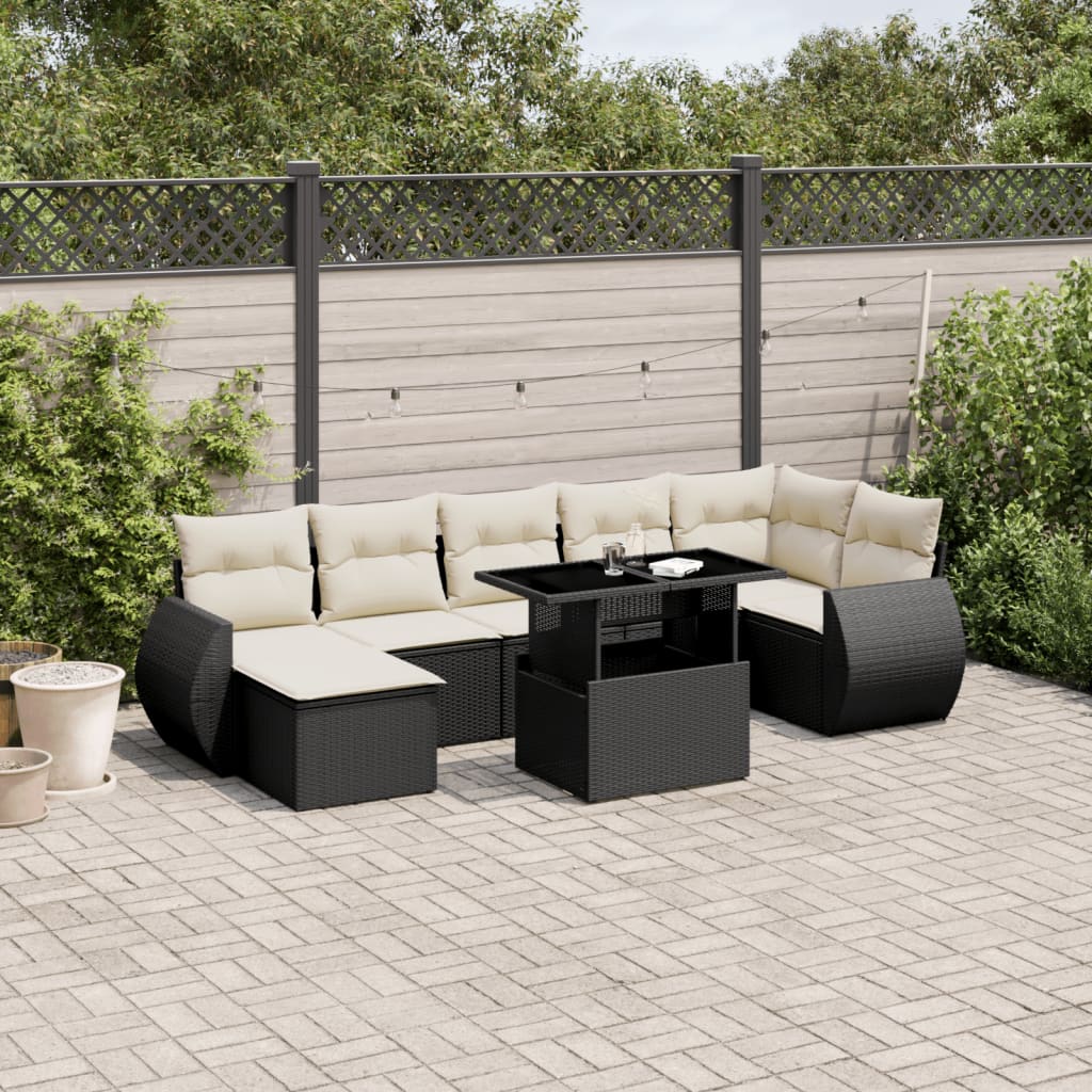 Set Sofás De Jardín 8 Piezas Y Cojines Ratán Sintético Marrón