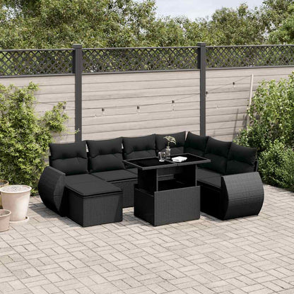 Set Sofás De Jardín 8 Piezas Y Cojines Ratán Sintético Marrón