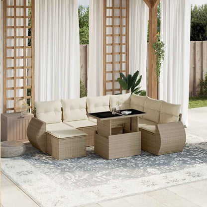 Set Sofás De Jardín 8 Piezas Y Cojines Ratán Sintético Marrón