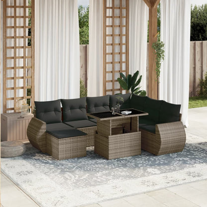 Set Sofás De Jardín 8 Piezas Y Cojines Ratán Sintético Marrón