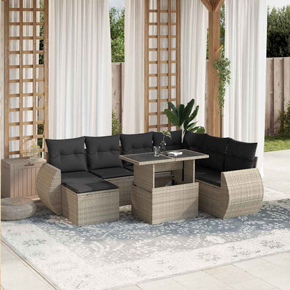 Set Sofás De Jardín 8 Piezas Y Cojines Ratán Sintético Marrón