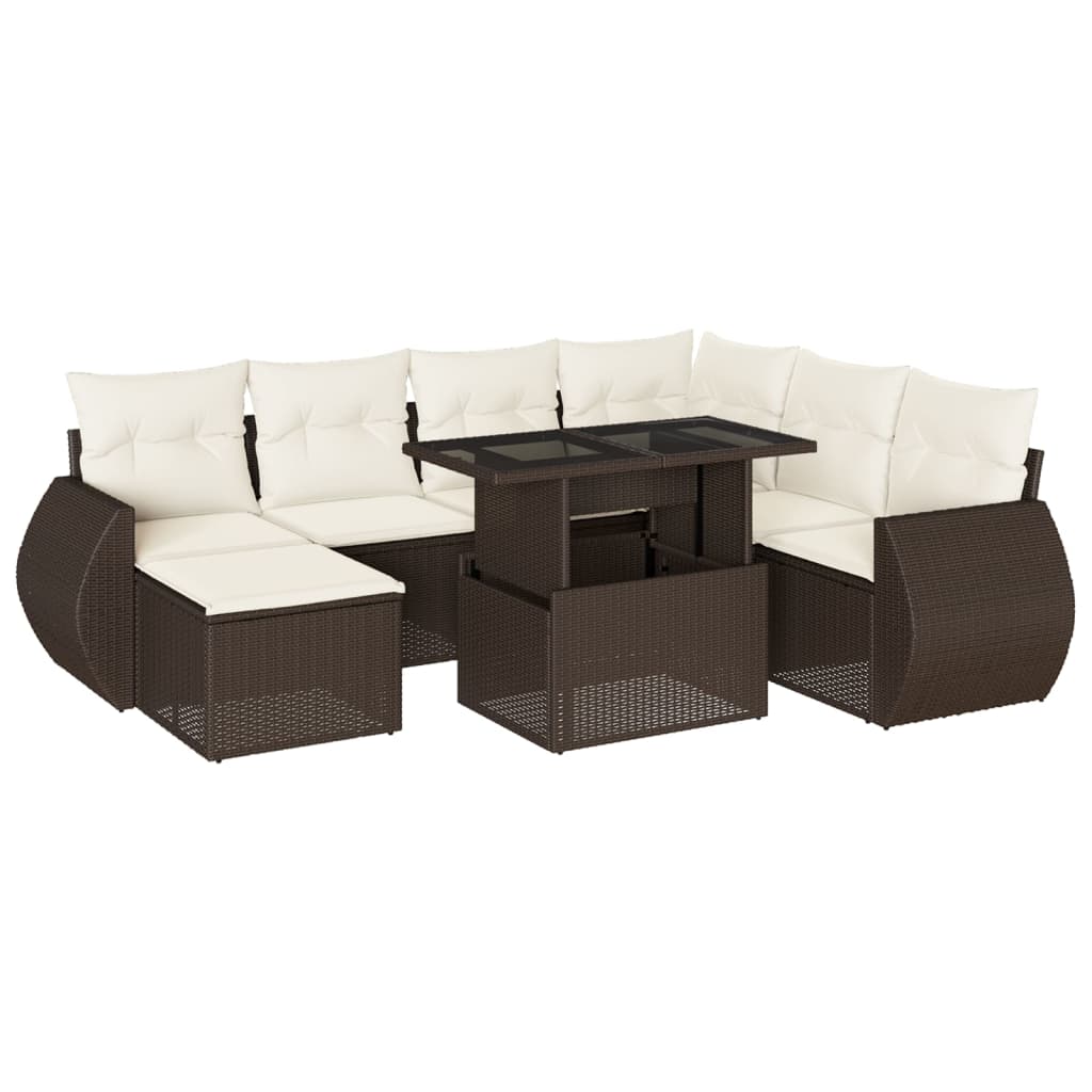 Set Sofás De Jardín 8 Piezas Y Cojines Ratán Sintético Marrón