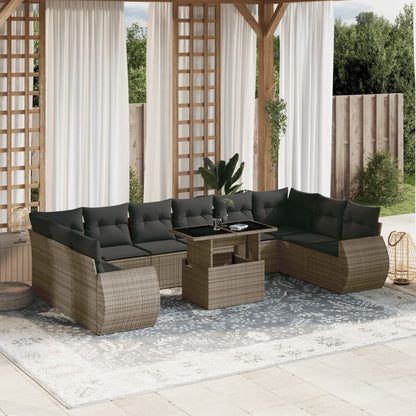 Set De Sofás De Jardín 11 Pzas Cojines Ratán Sintético Marrón