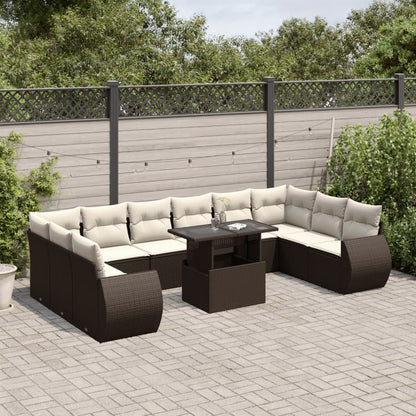 Set De Sofás De Jardín 11 Pzas Cojines Ratán Sintético Marrón